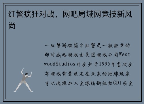 红警疯狂对战，网吧局域网竞技新风尚